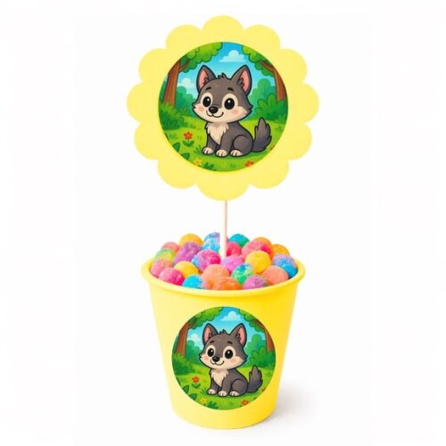 Centro de Mesa Flor Personalizado Lobinho