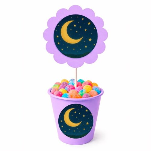 Centro de Mesa Flor Personalizado Lua e Estrelas
