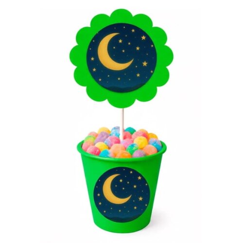 Centro de Mesa Flor Personalizado Lua e Estrelas