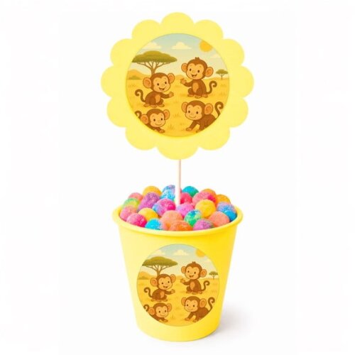 Centro de Mesa Flor Personalizado Macaquinhos