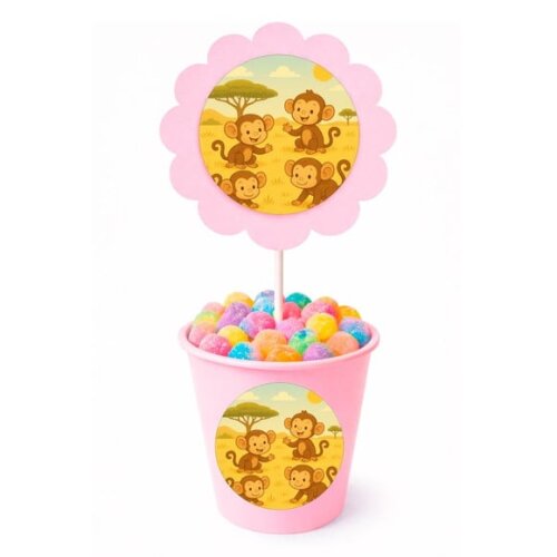 Centro de Mesa Flor Personalizado Macaquinhos