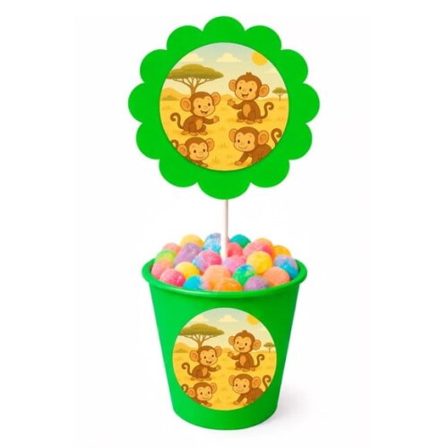 Centro de Mesa Flor Personalizado Macaquinhos