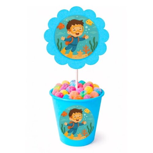Centro de Mesa Flor Personalizado Menino Mergulhador