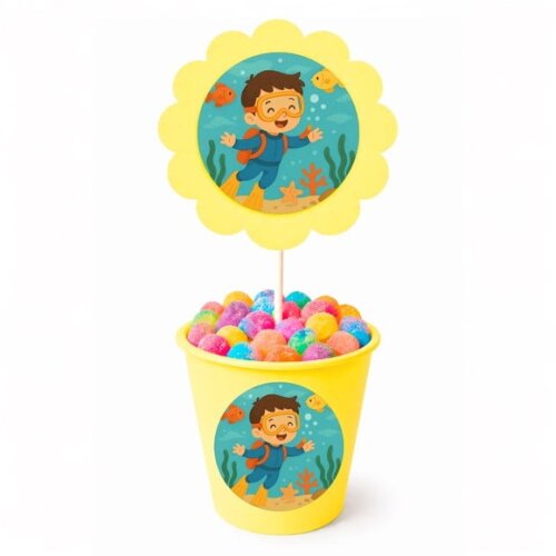 Centro de Mesa Flor Personalizado Menino Mergulhador
