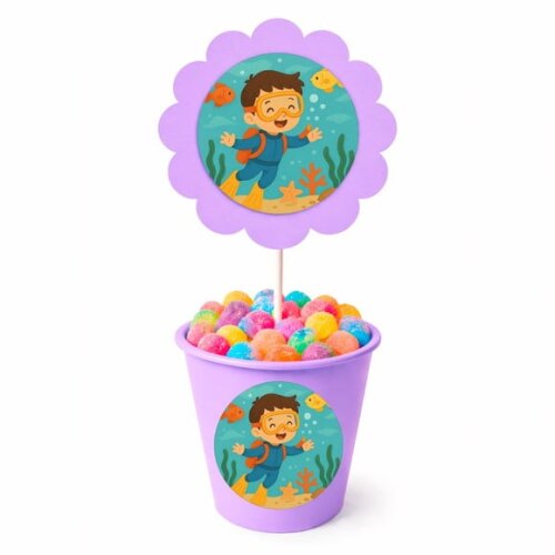 Centro de Mesa Flor Personalizado Menino Mergulhador