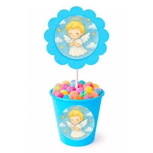 Centro de Mesa Flor Personalizado Meu Batizado
