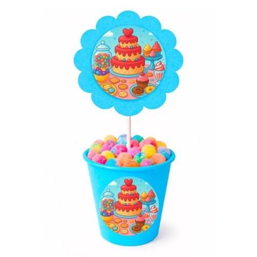 Centro de Mesa Flor Personalizado Mesa Doces Coloridos