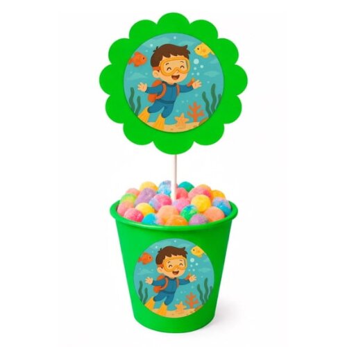 Centro de Mesa Flor Personalizado Menino Mergulhador