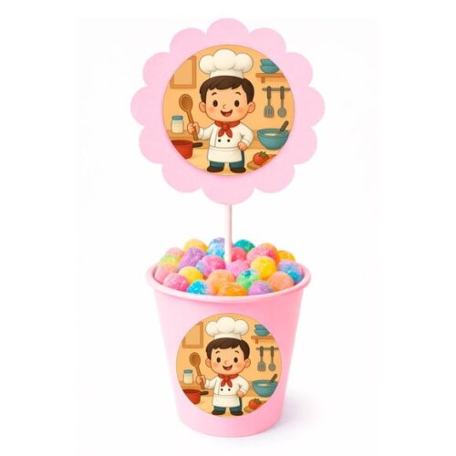 Centro de Mesa Flor Personalizado Mini Chef Menino