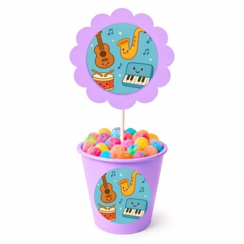 Centro de Mesa Flor Personalizado Músicas Instrumentos