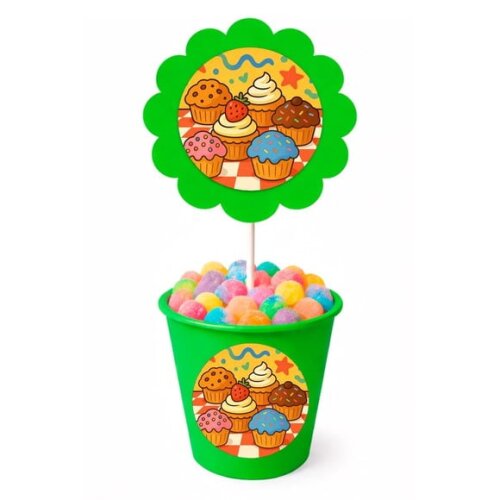 Centro de Mesa Flor Personalizado Muffins