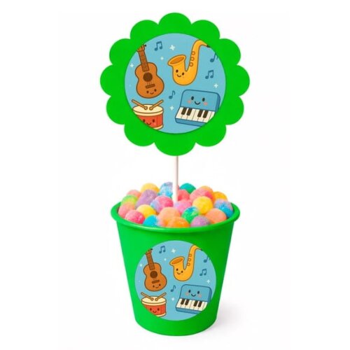 Centro de Mesa Flor Personalizado Músicas Instrumentos
