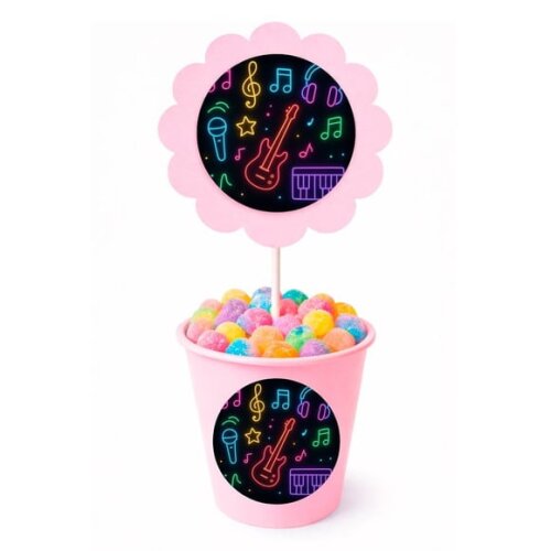 Centro de Mesa Flor Personalizado Neon Musical