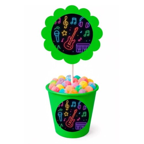 Centro de Mesa Flor Personalizado Neon Musical