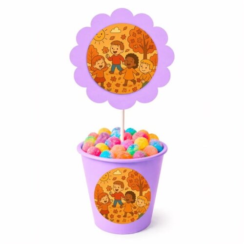 Centro de Mesa Flor Personalizado Outono Divertido
