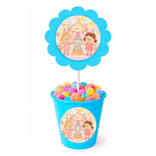 Centro de Mesa Flor Personalizado Palhacinhas Aquarela