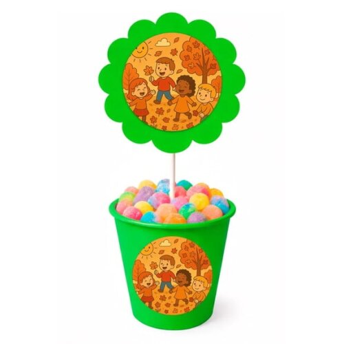 Centro de Mesa Flor Personalizado Outono Divertido