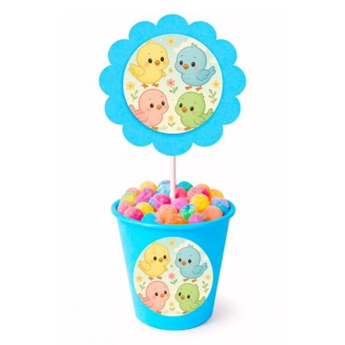 Centro de Mesa Flor Personalizado Passarinhos Baby