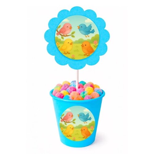 Centro de Mesa Flor Personalizado Passarinhos