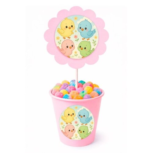 Centro de Mesa Flor Personalizado Passarinhos Baby