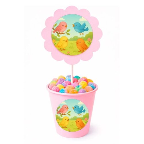 Centro de Mesa Flor Personalizado Passarinhos