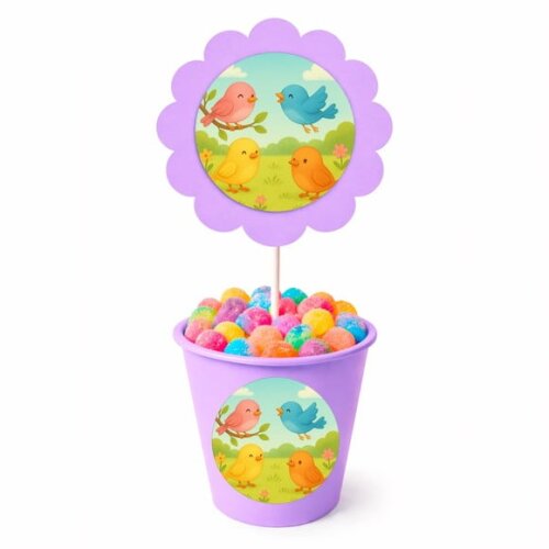 Centro de Mesa Flor Personalizado Passarinhos