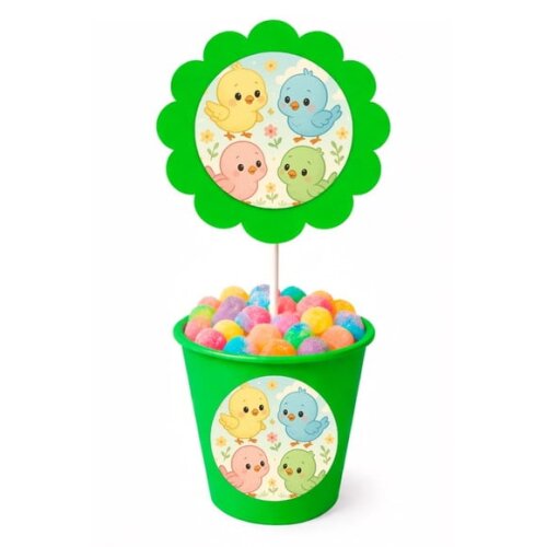 Centro de Mesa Flor Personalizado Passarinhos Baby