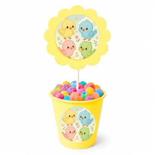 Centro de Mesa Flor Personalizado Passarinhos Baby