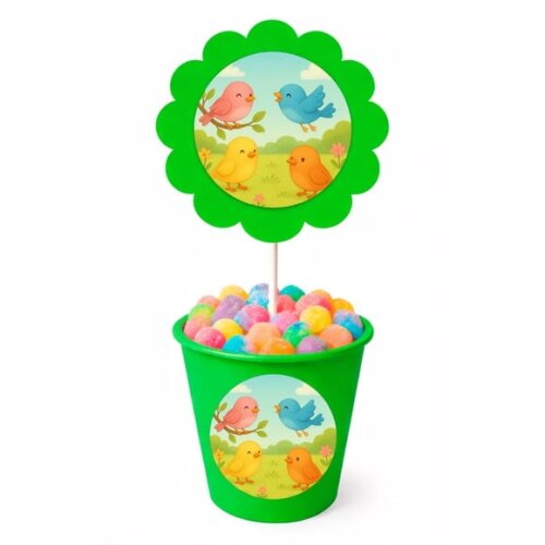 Centro de Mesa Flor Personalizado Passarinhos