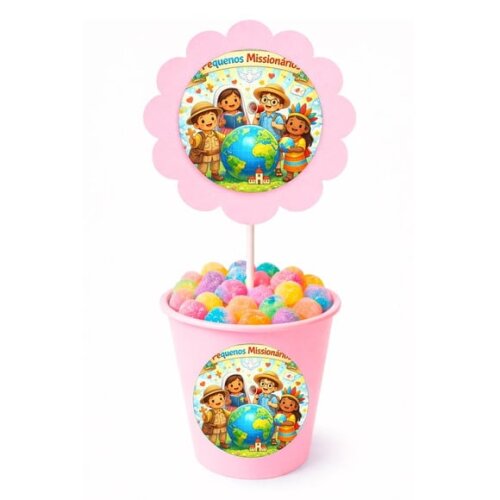Centro de Mesa Flor Personalizado Pequenos Missionários
