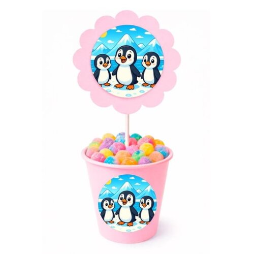Centro de Mesa Flor Personalizado Pinguins