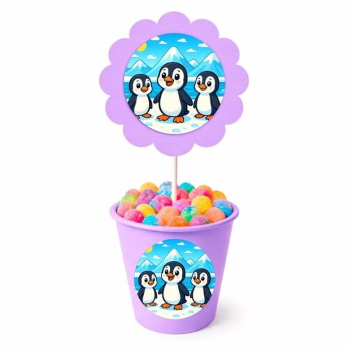 Centro de Mesa Flor Personalizado Pinguins