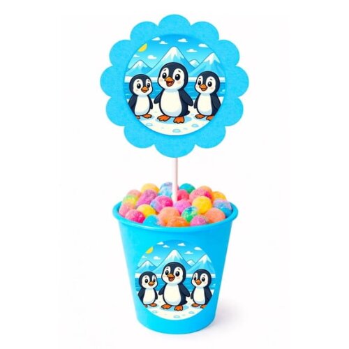 Centro de Mesa Flor Personalizado Pinguins