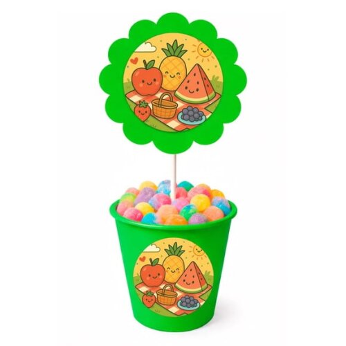 Centro de Mesa Flor Personalizado Piquenique das Frutas
