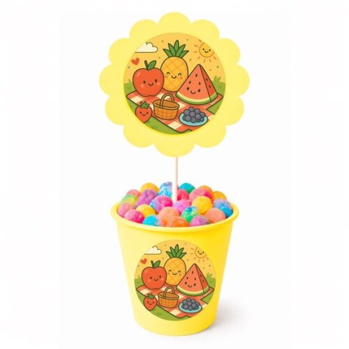 Centro de Mesa Flor Personalizado Piquenique das Frutas