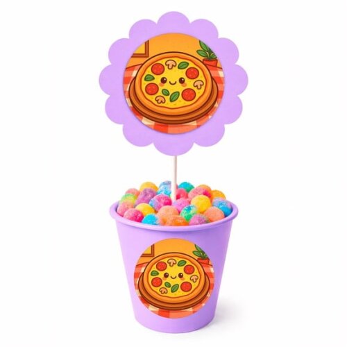 Centro de Mesa Flor Personalizado Pizza Divertida