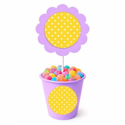 Centro de Mesa Flor Personalizado Poá Amarelo