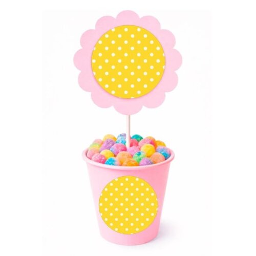 Centro de Mesa Flor Personalizado Poá Amarelo