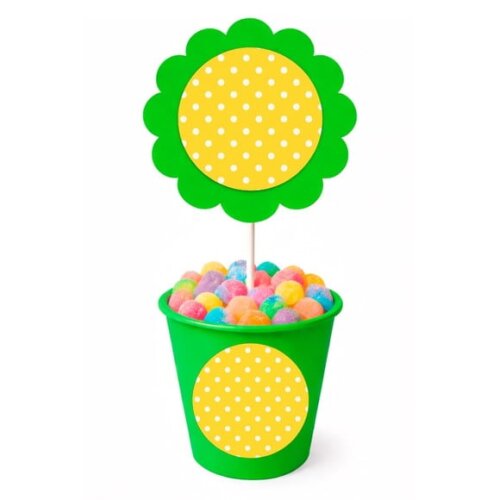 Centro de Mesa Flor Personalizado Poá Amarelo