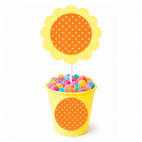 Centro de Mesa Flor Personalizado Poá Laranja