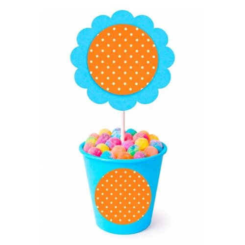 Centro de Mesa Flor Personalizado Poá Laranja