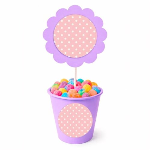 Centro de Mesa Flor Personalizado Poá Rosa Bebê