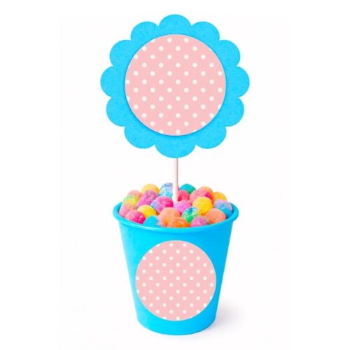 Centro de Mesa Flor Personalizado Poá Rosa Bebê