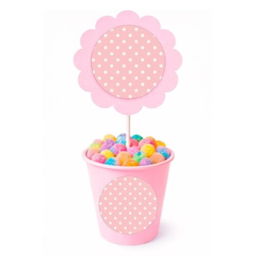 Centro de Mesa Flor Personalizado Poá Rosa Bebê