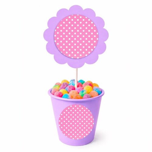 Centro de Mesa Flor Personalizado Poá Rosa Pink