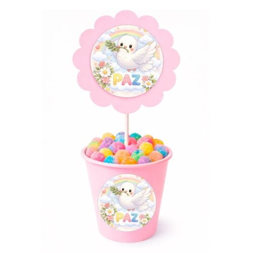 Centro de Mesa Flor Personalizado Pombinha da Paz