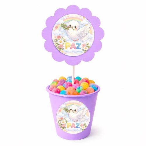 Centro de Mesa Flor Personalizado Pombinha da Paz