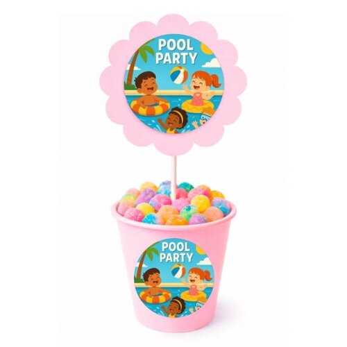 Centro de Mesa Flor Personalizado Pool Party