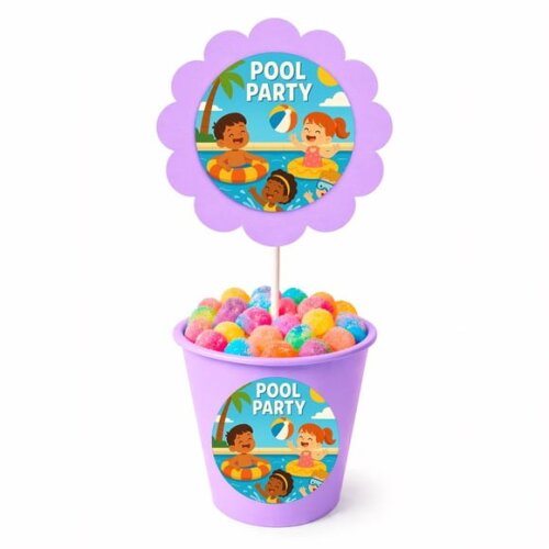 Centro de Mesa Flor Personalizado Pool Party