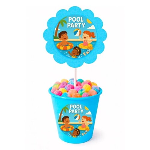 Centro de Mesa Flor Personalizado Pool Party